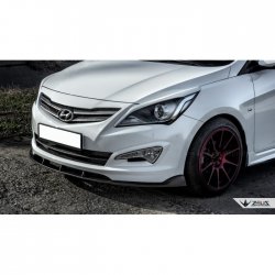 4 499 р. Накладка на передний бампер TopKontur Design  Hyundai Solaris  RBr (2014-2017) седан рестайлинг (Глянец под окраску, Неокрашенная)  с доставкой в г. Пермь. Увеличить фотографию 2