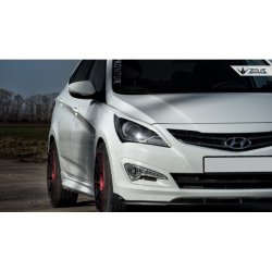 4 499 р. Накладка на передний бампер TopKontur Design  Hyundai Solaris  RBr (2014-2017) седан рестайлинг (Глянец под окраску, Неокрашенная)  с доставкой в г. Пермь. Увеличить фотографию 8