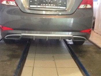 3 899 р. Накладка на задний бампер АвтоКрат  Hyundai Solaris  RBr (2014-2017) седан рестайлинг (Неокрашенная)  с доставкой в г. Пермь. Увеличить фотографию 4