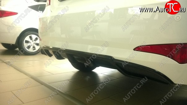 3 899 р. Накладка на задний бампер АвтоКрат  Hyundai Solaris  RBr (2014-2017) седан рестайлинг (Неокрашенная)  с доставкой в г. Пермь