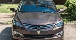 679 р. Реснички на фары Кураж  Hyundai Solaris  RBr (2014-2017) седан рестайлинг (Неокрашенные)  с доставкой в г. Пермь. Увеличить фотографию 2