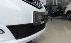 2 099 р. Сетка на бампер Russtal (черная) Hyundai Solaris RBr седан рестайлинг (2014-2017)  с доставкой в г. Пермь. Увеличить фотографию 3