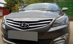 2 099 р. Сетка на бампер Russtal (черная) Hyundai Solaris RBr седан рестайлинг (2014-2017)  с доставкой в г. Пермь. Увеличить фотографию 6