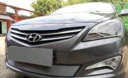 1 539 р. Сетка на бампер Russtal (хром) Hyundai Solaris RBr седан рестайлинг (2014-2017)  с доставкой в г. Пермь. Увеличить фотографию 5