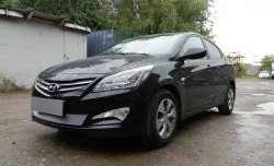1 539 р. Сетка на бампер Russtal (хром) Hyundai Solaris RBr седан рестайлинг (2014-2017)  с доставкой в г. Пермь. Увеличить фотографию 7