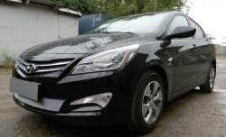 1 539 р. Сетка на бампер Russtal (хром) Hyundai Solaris RBr седан рестайлинг (2014-2017)  с доставкой в г. Пермь. Увеличить фотографию 8
