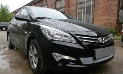 1 539 р. Сетка на бампер Russtal (хром) Hyundai Solaris RBr седан рестайлинг (2014-2017)  с доставкой в г. Пермь. Увеличить фотографию 10
