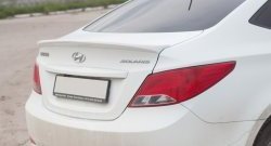 2 899 р. Лип спойлер Кураж средний  Hyundai Solaris  RBr (2014-2017) седан рестайлинг (Неокрашенный)  с доставкой в г. Пермь. Увеличить фотографию 2