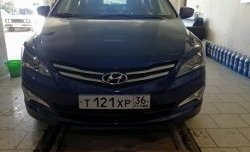 679 р. Реснички на фары Кураж  Hyundai Solaris  RBr (2014-2017) седан рестайлинг (Неокрашенные)  с доставкой в г. Пермь. Увеличить фотографию 3