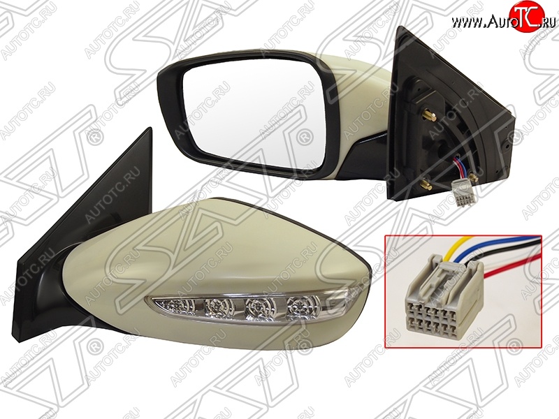 1 459 р. Боковое левое зеркало заднего вида SAT (указатель поворота, 5 контактов)  Hyundai Sonata  YF (2009-2014) (Неокрашенное)  с доставкой в г. Пермь