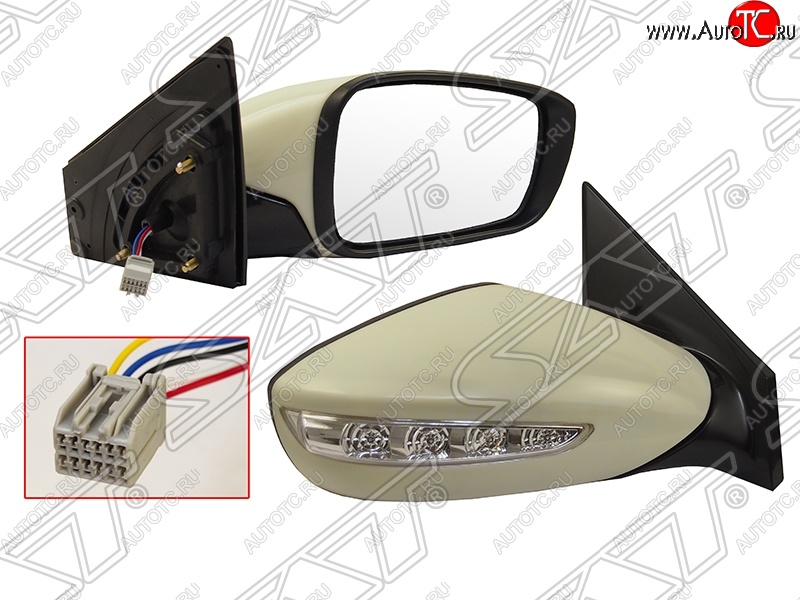 1 459 р. Боковое правое зеркало заднего вида SAT (указатель поворота, 5 контактов)  Hyundai Sonata  YF (2009-2014) (Неокрашенное)  с доставкой в г. Пермь