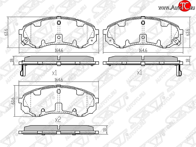 1 269 р. Колодки тормозные SAT (передние) Hyundai Starex/Grand Starex/H1 TQ рестайлинг (2014-2018)  с доставкой в г. Пермь