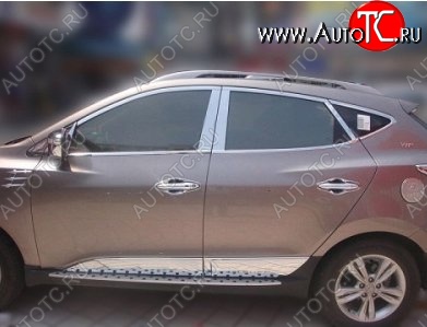 3 749 р. Накладки на верхнюю часть по периметру окон боковых дверей СТ Hyundai Tucson LM (2010-2017) (Неокрашенные)  с доставкой в г. Пермь