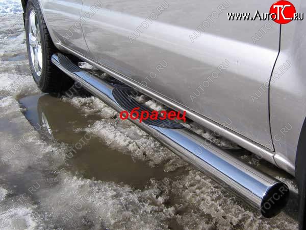 12 399 р. Защита порогов их трубы d76 Slitkoff (с проступью) Hyundai Tucson LM (2010-2017) (Цвет: серебристый)  с доставкой в г. Пермь