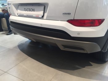 5 649 р. Накладка на задний бампер АвтоКрат  Hyundai Tucson  TL (2015-2018) дорестайлинг (Неокрашенная)  с доставкой в г. Пермь. Увеличить фотографию 4