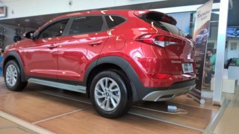 7 349 р. Пластиковые пороги АвтоКрат Hyundai Tucson TL дорестайлинг (2015-2018) (Неокрашенные)  с доставкой в г. Пермь. Увеличить фотографию 2
