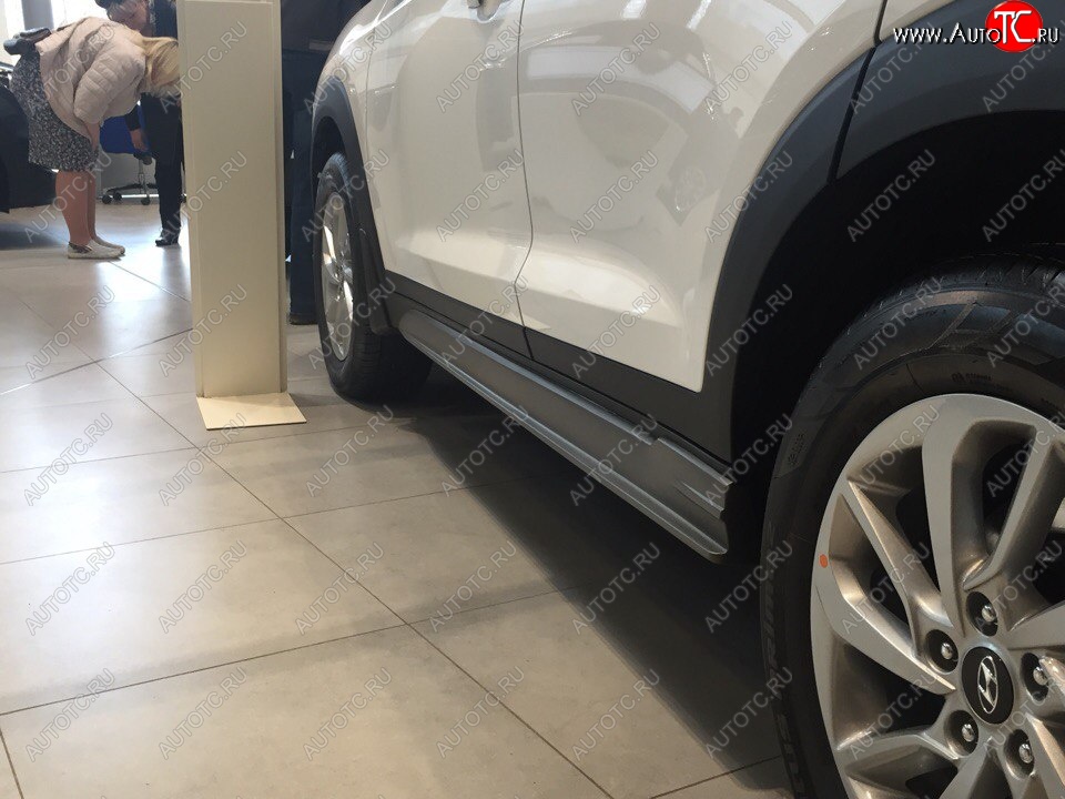 7 349 р. Пластиковые пороги АвтоКрат Hyundai Tucson TL дорестайлинг (2015-2018) (Неокрашенные)  с доставкой в г. Пермь