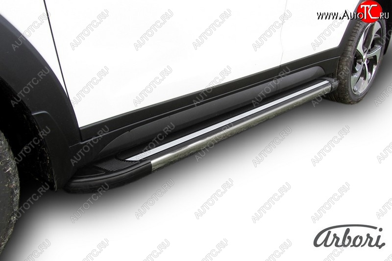 12 509 р. Порожки для ног Arbori Luxe Black Hyundai Tucson TL дорестайлинг (2015-2018)  с доставкой в г. Пермь