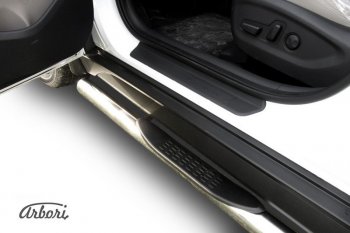 15 299 р. Защита штатных порогов Arbori (с проступью, нержавейка, d76 mm). Hyundai Tucson TL дорестайлинг (2015-2018)  с доставкой в г. Пермь. Увеличить фотографию 2