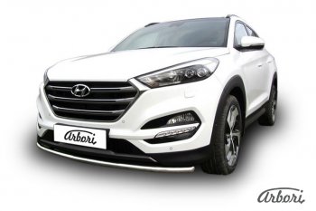 11 789 р. Защита переднего бампера Arbori (нержавейка, 1 труба d42 mm). Hyundai Tucson TL дорестайлинг (2015-2018)  с доставкой в г. Пермь. Увеличить фотографию 2