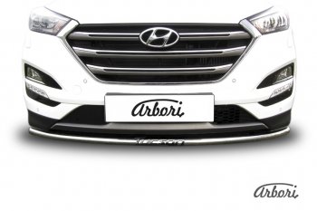 4 999 р. Защита переднего бампера Arbori (с надписью, нержавейка, 1 труба d42 mm). Hyundai Tucson TL дорестайлинг (2015-2018)  с доставкой в г. Пермь. Увеличить фотографию 3