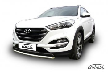 14 291 р. Защита переднего бампера Arbori (нержавейка, 1 труба d57 mm). Hyundai Tucson TL дорестайлинг (2015-2018)  с доставкой в г. Пермь. Увеличить фотографию 2