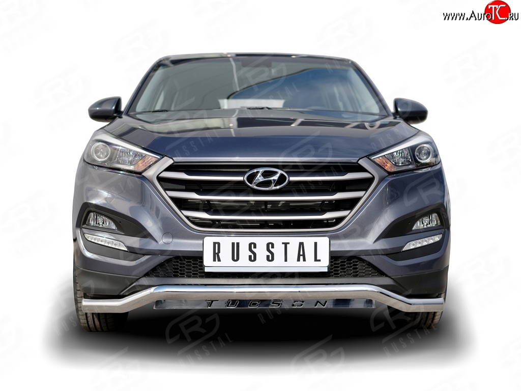 18 549 р. Защита переднего бампера (Ø63 мм волна, нержавейка) SLITKOFF Hyundai Tucson TL дорестайлинг (2015-2018)  с доставкой в г. Пермь