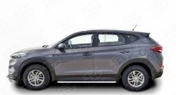 77 999 р. Широкая защита порогов Russtal Hyundai Tucson TL дорестайлинг (2015-2018) (Защита порогов с со скосами на торцах (вариант 1))  с доставкой в г. Пермь. Увеличить фотографию 2