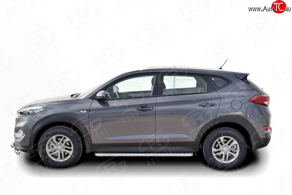 77 999 р. Широкая защита порогов Russtal Hyundai Tucson TL дорестайлинг (2015-2018) (Защита порогов с со скосами на торцах (вариант 1))  с доставкой в г. Пермь