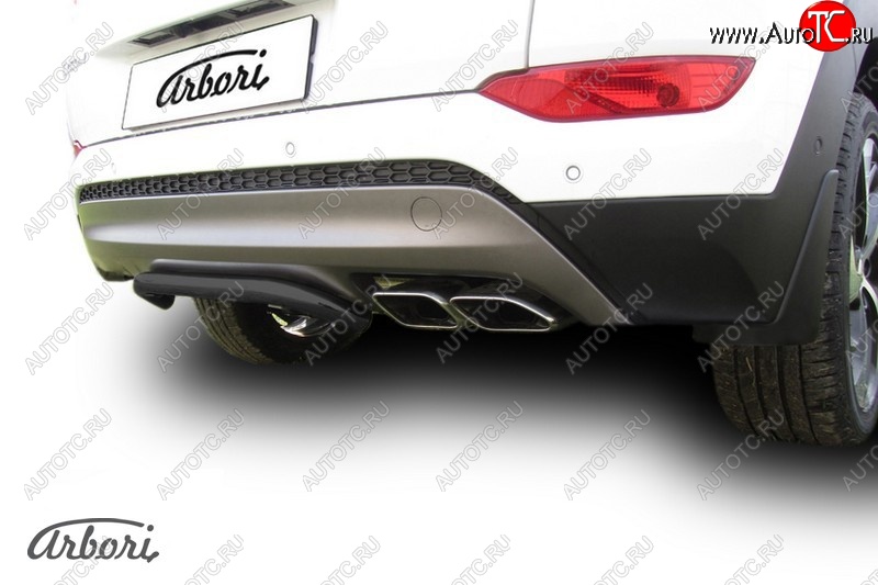 8 279 р. Защита заднего бампера Arbori (черная, 1 труба d42 mm). Hyundai Tucson TL дорестайлинг (2015-2018)  с доставкой в г. Пермь