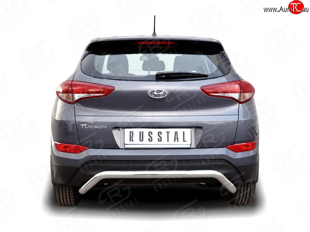 15 349 р. Защита заднего бампера (Ø63 мм волна короткая, нержавейка) SLITKOFF  Hyundai Tucson  TL (2015-2018) дорестайлинг  с доставкой в г. Пермь