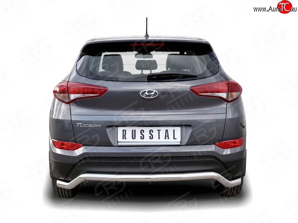 15 999 р. Защита заднего бампера (Ø63 мм волна, нержавейка) SLITKOFF  Hyundai Tucson  TL (2015-2018) дорестайлинг  с доставкой в г. Пермь