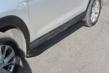 13 349 р. Алюминиевые пороги для ног Slitkoff (optima)  Hyundai Tucson  TL (2018-2021) рестайлинг (Серебристые)  с доставкой в г. Пермь. Увеличить фотографию 2