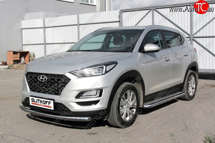 18 599 р. Защита порогов d57 Slitkoff (с листом)  Hyundai Tucson  TL (2018-2021) рестайлинг  с доставкой в г. Пермь