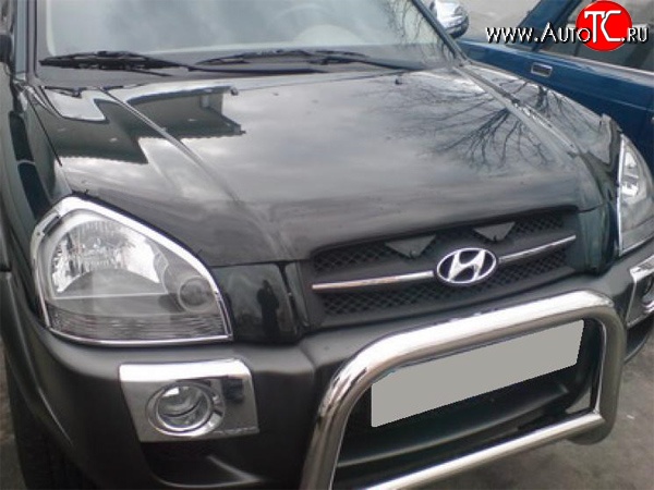 2 204 р. Дефлектор капота NovLine (рестайлинг) Hyundai Tucson JM (2004-2010)  с доставкой в г. Пермь