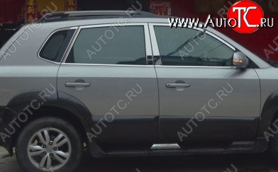 4 749 р. Накладки на центральные стойки дверей СТ Hyundai Tucson JM (2004-2010) (Неокрашенные)  с доставкой в г. Пермь