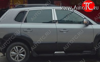 6 899 р. Накладки на верхнюю часть по периметру окон боковых дверей СТ Hyundai Tucson JM (2004-2010) (Неокрашенные)  с доставкой в г. Пермь