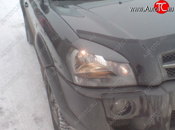 1 449 р. Реснички на фары CT v1 Hyundai Tucson JM (2004-2010) (Неокрашенные)  с доставкой в г. Пермь