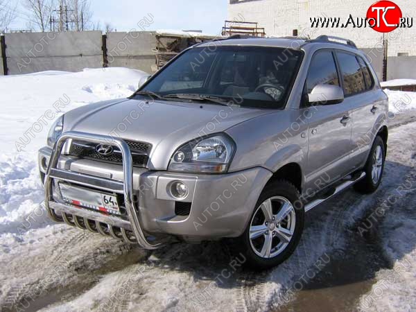26 399 р. Кенгурятник из трубы d57 Slitkoff (высокий) Hyundai Tucson JM (2004-2010) (Нержавейка, Полированная)  с доставкой в г. Пермь
