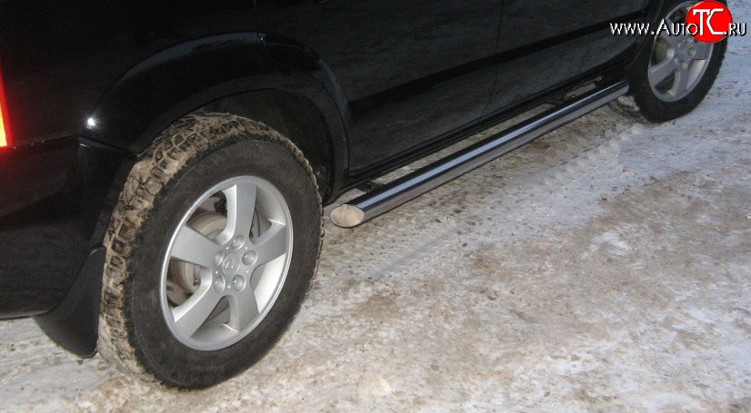 77 999 р. Защита порогов из круглой трубы диаметром 76 мм Russtal Hyundai Tucson JM (2004-2010) (Защита порогов с со скосами на торцах (вариант 1))  с доставкой в г. Пермь