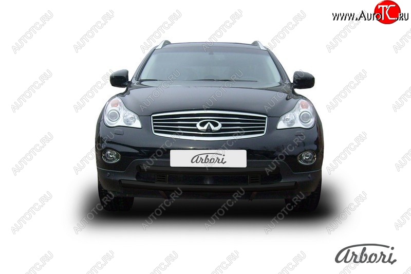9 269 р. Защита переднего бампера Arbori (широкая, черная, 2 трубы d57 и 57 mm) INFINITI EX35 J50 (2007-2013)  с доставкой в г. Пермь