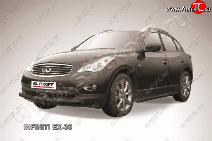 12 549 р. Защита переднего бампера из труб d57 Slitkoff (двойная, высокая) INFINITI EX35 J50 (2007-2013) (Цвет: серебристый)  с доставкой в г. Пермь