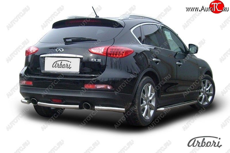 8 180 р. Защита заднего бампера Arbori (короткая, нержавейка, 1 труба d57 mm). INFINITI EX35 J50 (2007-2013)  с доставкой в г. Пермь
