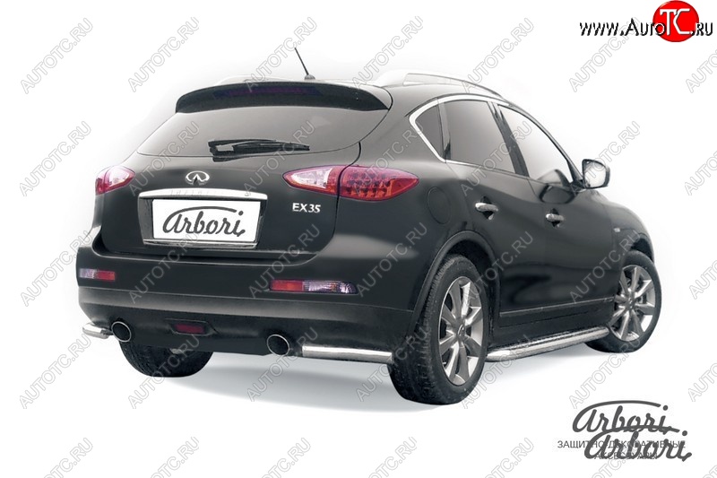 8 999 р. Защита заднего бампера Arbori (уголки, нержавейка, 1 труба d57 mm). INFINITI EX35 J50 (2007-2013)  с доставкой в г. Пермь
