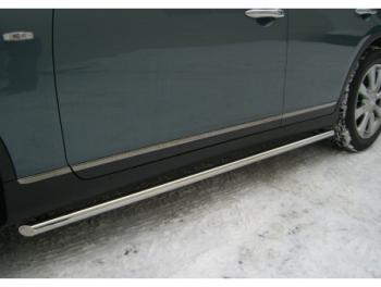 Защита порогов (труба, d42 мм) SLITKOFF INFINITI EX35  J50 (2007-2013) (Торцы со срезом 45°)