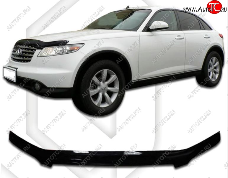 2 159 р. Дефлектор капота CA-Plastic INFINITI FX35 S50 рестайлинг (2006-2008) (Classic черный, Без надписи)  с доставкой в г. Пермь