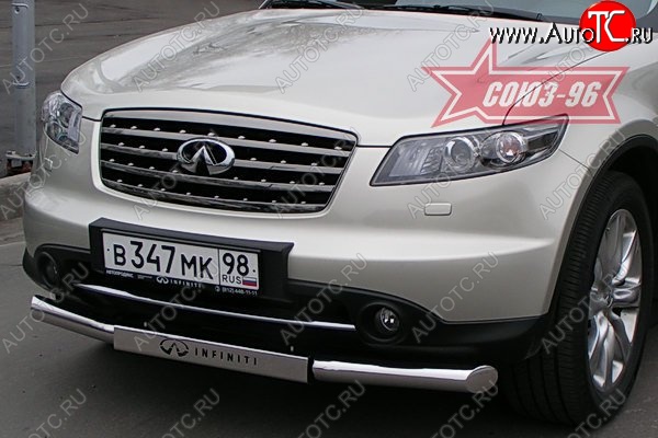 28 394 р. Защита переднего бампера одинарная (Европа) Souz-96 (d76) INFINITI FX45 S50 дорестайлинг (2002-2005)  с доставкой в г. Пермь