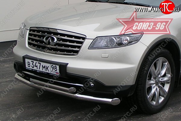 27 134 р. Защита переднего бампера двойная (Европа) Souz-96 (d76/60) INFINITI FX45 S50 дорестайлинг (2002-2005)  с доставкой в г. Пермь