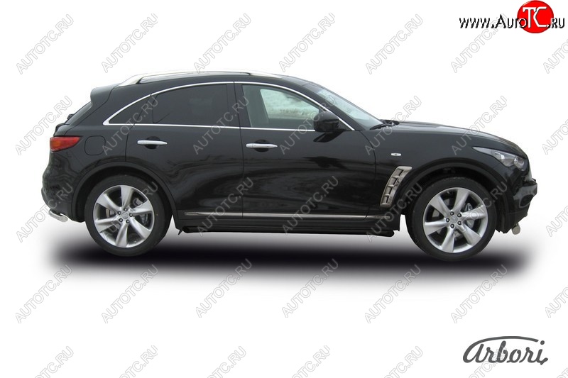 8 369 р. Защита штатных порогов Arbori (черная, d57 mm). INFINITI FX50 S51 рестайлинг (2012-2014)  с доставкой в г. Пермь