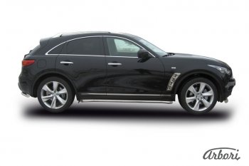 6 549 р. Защита штатных порогов Arbori (нержавейка, d57 mm). INFINITI FX35 S51 дорестайлинг (2008-2011)  с доставкой в г. Пермь. Увеличить фотографию 2